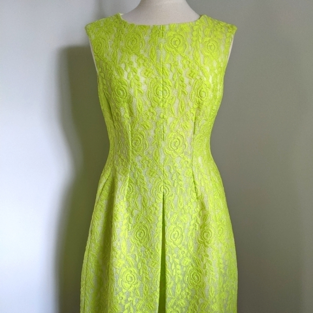 ANN Klein Dayglow Lace Retro Party Dress 8